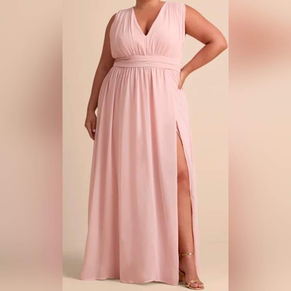 Lulus Heavenly Hues Sleeveless Blush Maxi Dress, Size 1X